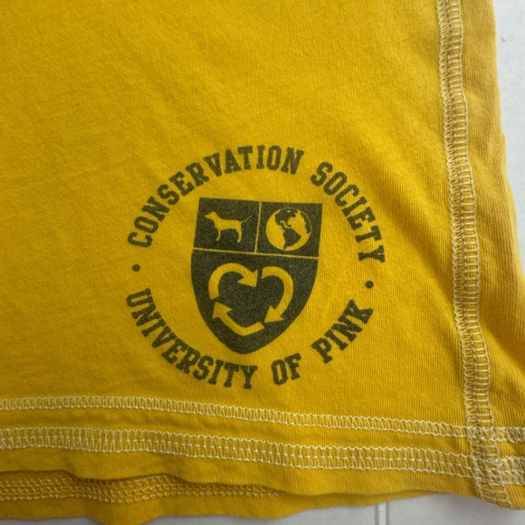 Y2K Victorias Secret PINK Save Gas Double Date Yellow T-Shirt Size S Cotton 2000 - Picture 7 of 7